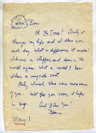 Item #609024 Autograph Letter Signed to her publisher Ben Raeburn. Berenice ABBOTT