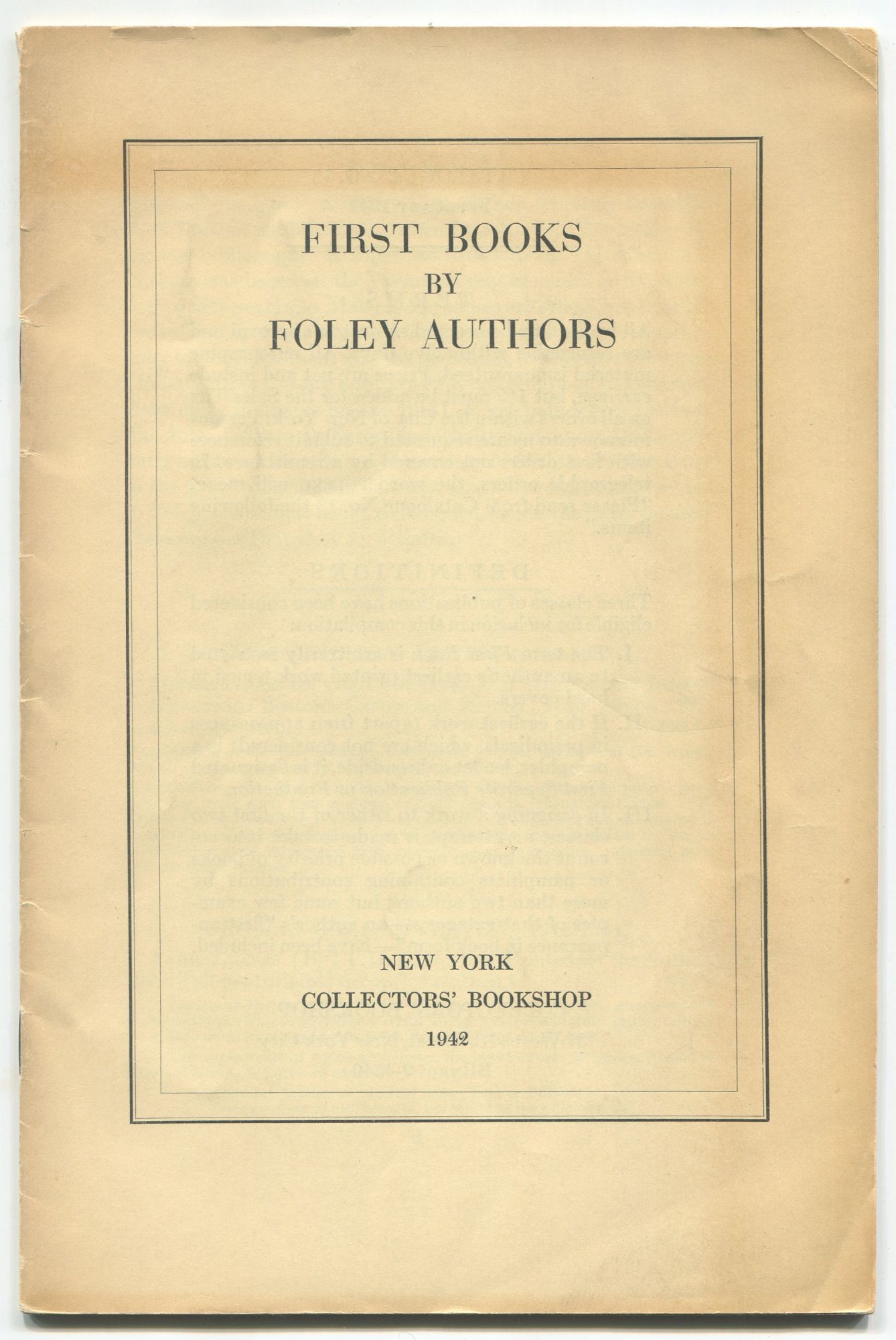First Books by Foley Authors
