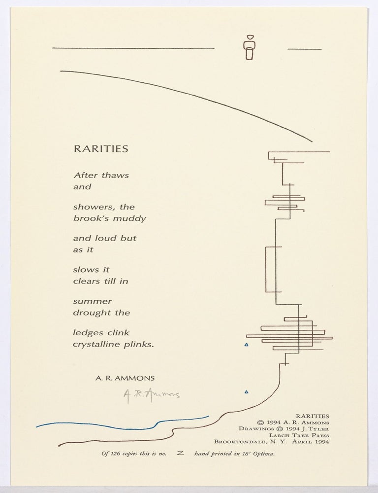 Item #609750 [Broadside]: Rarities. A. R. AMMONS.