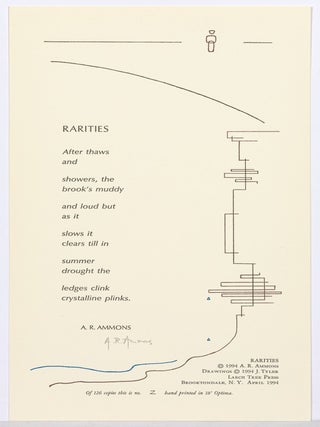 Item #609750 [Broadside]: Rarities. A. R. AMMONS