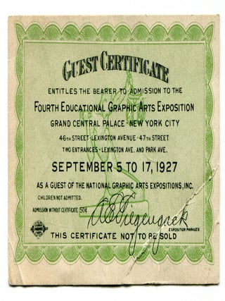 Item #610056 [Ticket]: Guest Certificate. Entitles the Bearer to Admission to the Fourth...
