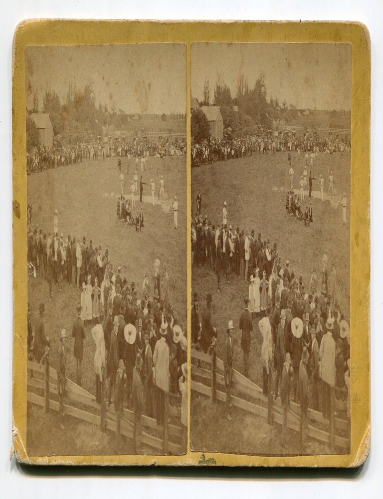 Item #610148 [Baseball stereographic view]: Base Ball Game Scene in Berlin, Wisconsin