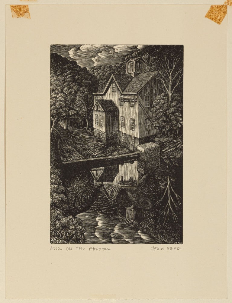 Item #610411 Mill on the Aspetuck: A Wood Engraving by John De Pol. John De POL.