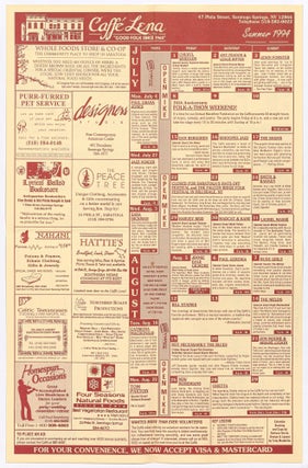Item #610484 Promotional Flyer for Caffe Lena, Saratoga Springs, Signed by Ned Rorem. Ned ROREM