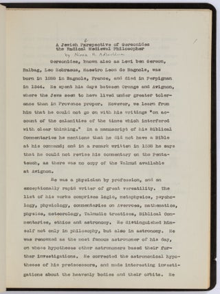 [Carbon Typescript]: A Jewish Perspective of Gersonides the Radical Medieval Philosopher