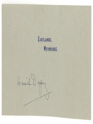 Item #611644 [Signature on Letterhead Paper]: Warwick Deeping. Warwick DEEPING, George
