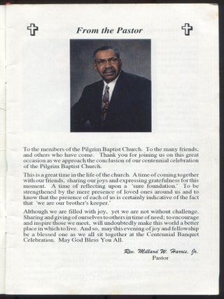 [Program, cover title]: Pilgrim Baptist Church Centennial Anniversary Banquet 1896-1996