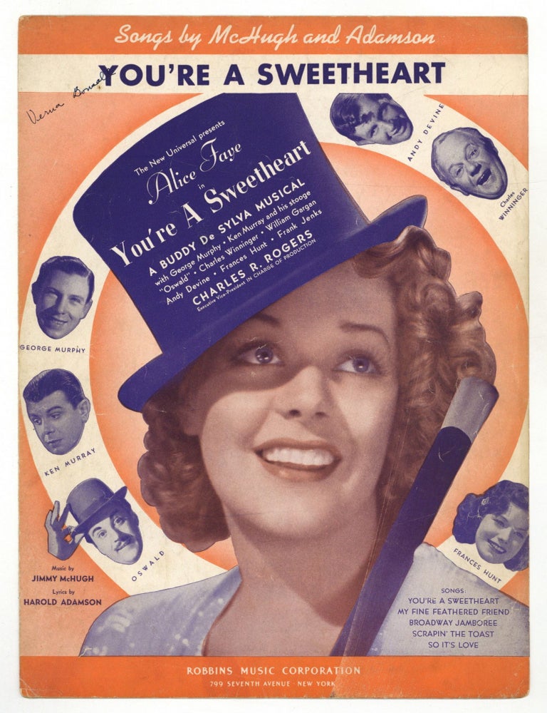 Item #612795 [Sheet music]: You&rsquo;re A Sweetheart. Harold ADAMSON, words by, music by Jimmy McHugh.