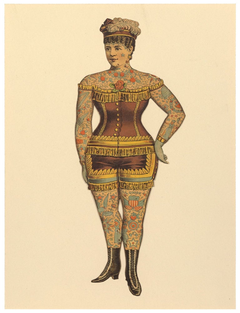 Item #612926 [Lithographic Print]: Vintage Patriotic Circus Tattooed Lady (Miss Rose Lee)