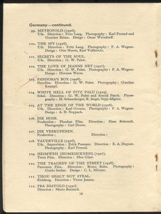[Program]: International Exhibition of Film Stills. Edinburgh Photographic Society Galleries