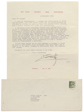 Item #615288 Typed Letter Signed to Colin Hugget politely refusing to Sign books by Post. Basil...