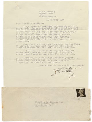 Item #615289 Typed Letter Signed to Melville Hardiment. Basil BUNTING