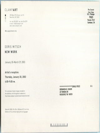[Exhibition Invitation]: Doris Mitsch: New Work, Clampart, January 30 - March 29, 2003