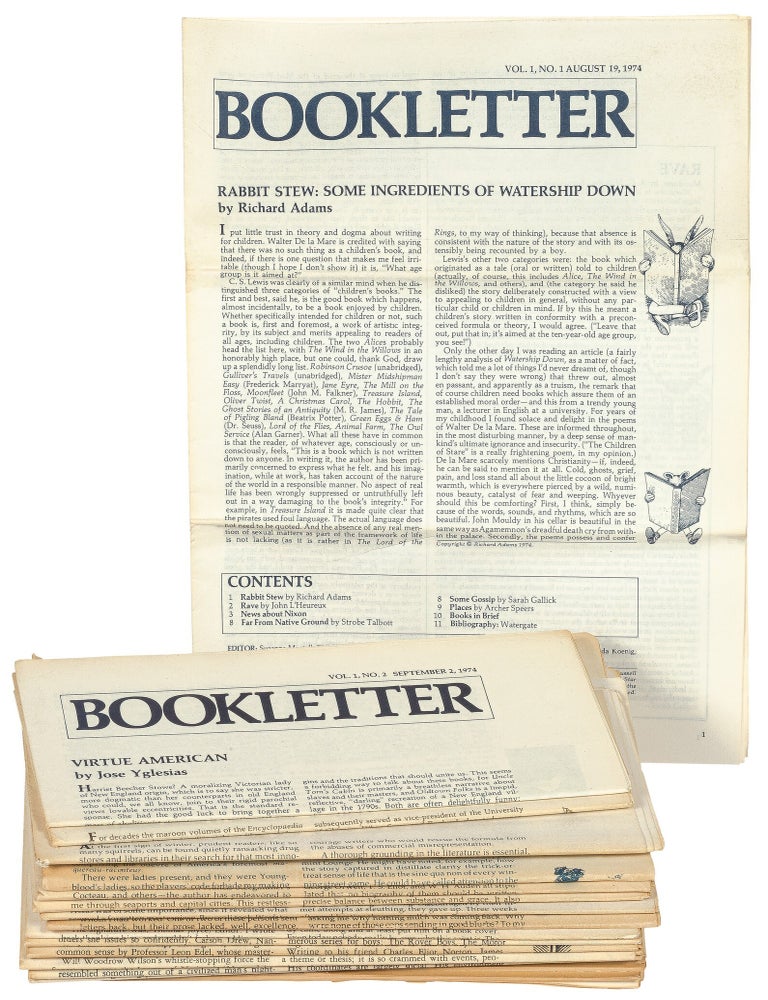 Item #616227 [Collection]: Bookletter &ndash; Volume 1, Numbers 1 through 24 (missing Number 23), August 1974 to August 1975