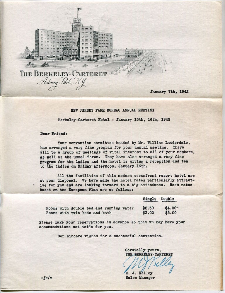 Item #616308 [Typed Letter Signed]: New Jersey Farm Bureau Annual Meeting 1942