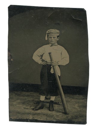 Item #616407 Tintype of a Young Baseball Player. Circa 1875
