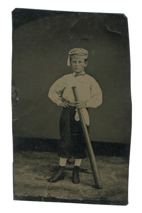 Item #616407 Tintype of a Young Baseball Player. Circa 1875