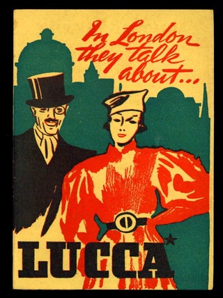 Item #617335 [Menu, Advertising Postcard]: In London they talk about... Lucca