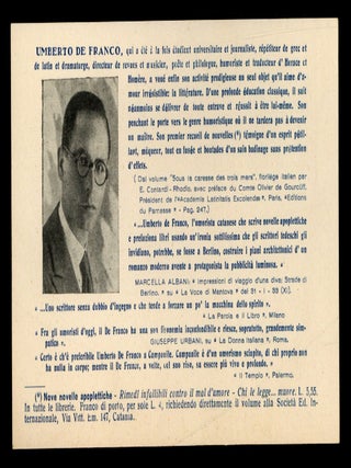 Item #617421 [Publisher's Postcard for]: Nove novelle apoplettiche: Rimedi infallibili...