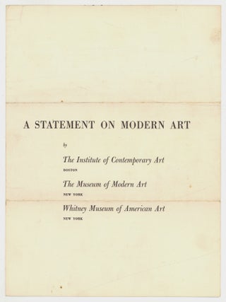 Item #618969 [Cover Title]: A Statement on Modern Art by The Institute of Contemporary Art...