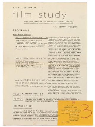 Item #619257 [Broadside]: G. F. S. &ndash; The Group for Film Study. Third Annual Series of Film...