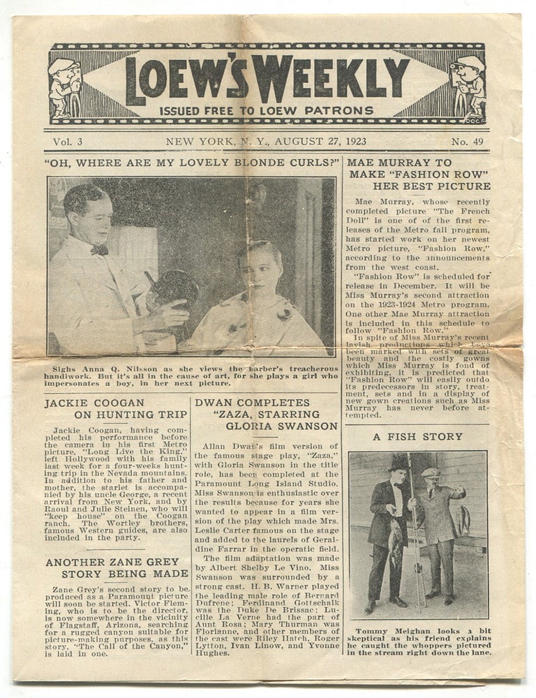 Item #619494 [Film Periodical]: Loew's Weekly: Issued Free to Loew Patrons. Vol. 3, No. 49. 1923