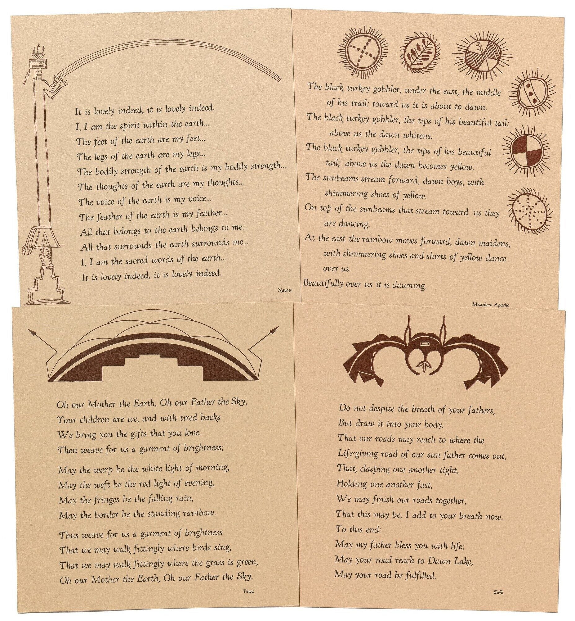 Four Native American Broadsides Handprinted at the Palace Print Shop ...