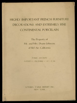 Item #620030 [Auction Catalog]: Highly Important French Furniture, Decorations, and Extremely...