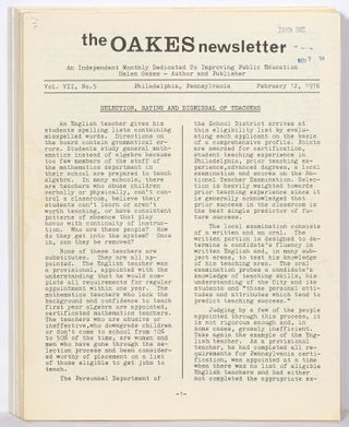 Item #620693 The Oakes Newsletter: An Independent Monthly Dedicated To Improving Education [32...