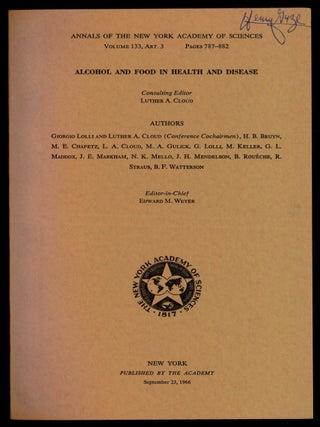 Item #622625 Alcohol and Food in Health and Disease [in]: Annals of the New York Academy of...