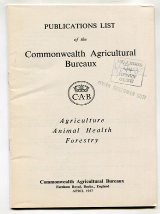 Item #623155 Publications List of the Commonwealth Agricultural Bureaux