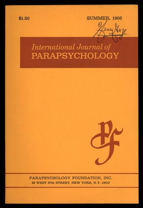 Item #623409 International Journal of Parapsychology – Vol. VIII, Number 3, Summer 1966. A. R....