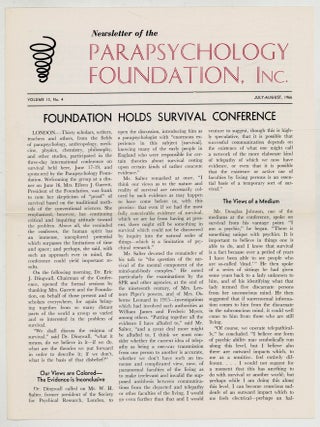 Item #623412 Newsletter of the Parapsychology Foundation, Inc. &ndash; Volume 13, No. 4, July-August...