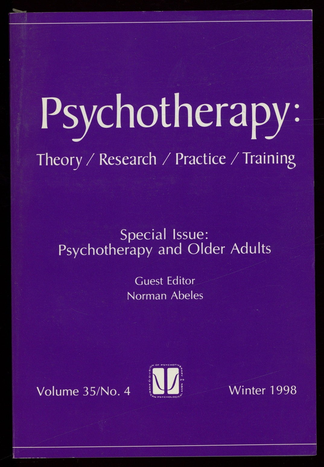 Special Issue: Psychotherapy and Older Adults in Psychotherapy: Therapy ...