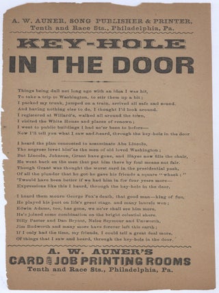 Item #623738 [Small broadside song sheet]: Key-Hole In the Door. Rutherford B. HAYES