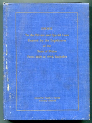 Item #624125 Index to the Private and Special Laws Enacted by the Legislature of the State of...