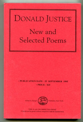Item #624413 New and Selected Poems. Donald JUSTICE