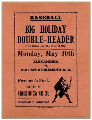 Item #62450 [Broadside]: Baseball Big Holiday Double-Header (Two Games for the Price of One)...