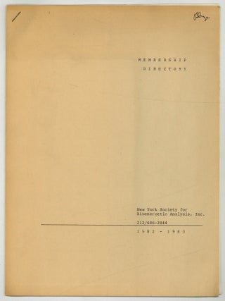 Item #624509 [Cover Title]: Membership Directory: New York Society for Bioenergetic Analysis,...