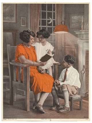 Item #625030 [Chromolithograph Illustration, caption title]: Home Sweet Home. (Black Mother Reads...