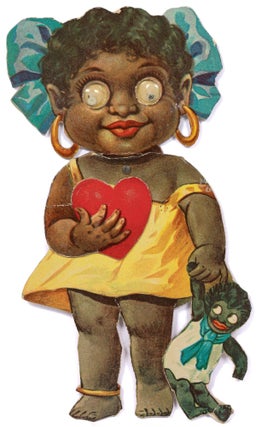 Item #625052 [Movable Die-cut Valentine's Day Card of a Black Girl with a Gollywog Doll