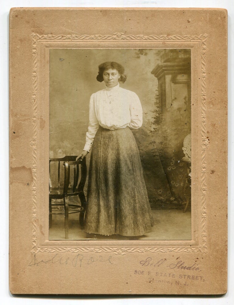 Item #625099 Cabinet Card Portrait Photograph of Young African-American Woman, Sadie Rose Given. Circa 1890. Sadie Rose? GIVEN.