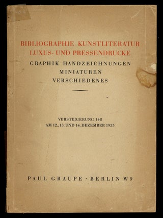 Item #625517 [Auction Catalog]: Bibliographie Kunstliteratur Luxus- und Pressendrucke. Graphik...