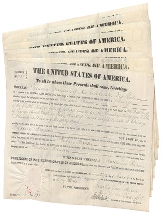 Nine Related Land Grant Documents each Secretarially Signed for President Martin Van Buren by his Secretary and Son Martin Van Buren, Jr., for property in Illinois registered at the Chicago Land Office
