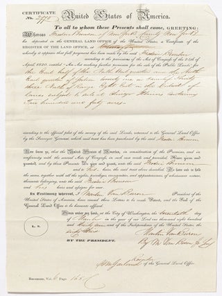 Nine Related Land Grant Documents each Secretarially Signed for President Martin Van Buren by his Secretary and Son Martin Van Buren, Jr., for property in Illinois registered at the Chicago Land Office