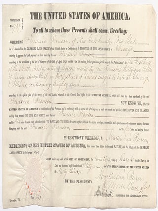 Nine Related Land Grant Documents each Secretarially Signed for President Martin Van Buren by his Secretary and Son Martin Van Buren, Jr., for property in Illinois registered at the Chicago Land Office