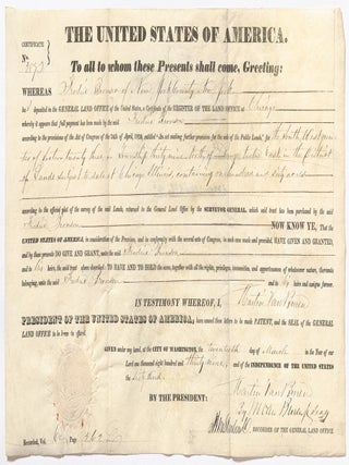 Nine Related Land Grant Documents each Secretarially Signed for President Martin Van Buren by his Secretary and Son Martin Van Buren, Jr., for property in Illinois registered at the Chicago Land Office