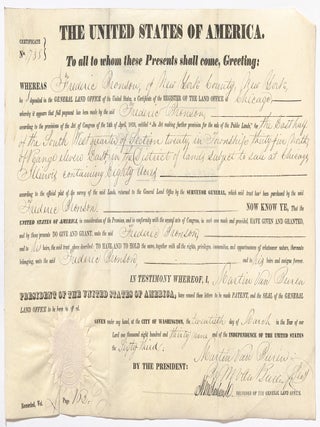 Nine Related Land Grant Documents each Secretarially Signed for President Martin Van Buren by his Secretary and Son Martin Van Buren, Jr., for property in Illinois registered at the Chicago Land Office
