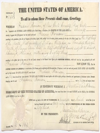 Nine Related Land Grant Documents each Secretarially Signed for President Martin Van Buren by his Secretary and Son Martin Van Buren, Jr., for property in Illinois registered at the Chicago Land Office
