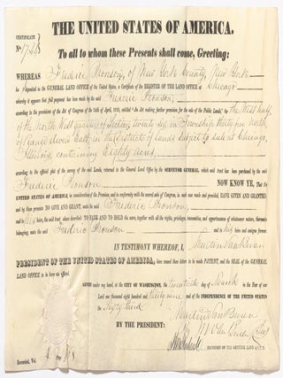 Nine Related Land Grant Documents each Secretarially Signed for President Martin Van Buren by his Secretary and Son Martin Van Buren, Jr., for property in Illinois registered at the Chicago Land Office